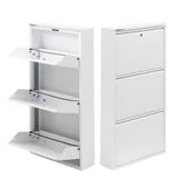 Mobilya Pratik Kilitli 3'lü Metal Ayakkabılık - Beyaz - 1