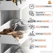 Mobilya Pratik Kilitli 3'lü Metal Ayakkabılık - Beyaz - 4