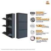 Antrasit Metal Ayakkabılık  MAC3 - 3 Kapaklı - 50X15X103 h thumbnail 2