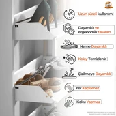 Mobilya Pratik 4'lü Kilitli Metal Ayakkabılık - Beyaz - 4
