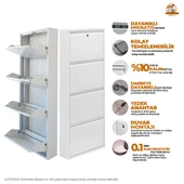 Mobilya Pratik 4'lü Kilitli Metal Ayakkabılık - Beyaz - 2