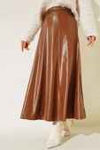 Kemerli Çımalı Deri Etek Taba thumbnail 2