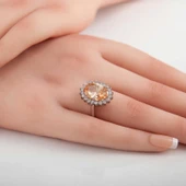 Gümüş Turuncu Taşlı Oval Kadın Yüzük SL3280 thumbnail 4