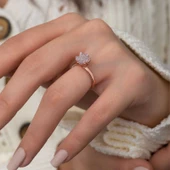 Gümüş Rose Beyaz Lotus Çiçeği Yüzük  SL3381 thumbnail 2