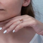 Gümüş Rose Beyaz Lotus Çiçeği Yüzük  SL3381 thumbnail 4