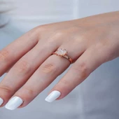 Gümüş Rose Beyaz Lotus Çiçeği Yüzük  SL3381 thumbnail 5