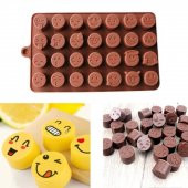 Emojili  Silikon Çikolata, Kek , Dondurma Kalıbı 28li - 1