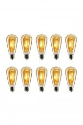 Amber Rengi St64 Flamanlı Rustik 4w Led Ampul 10lu Dekoratif Vintage Aydınlatma - 1