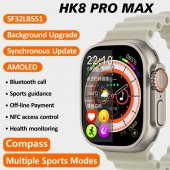 HK8 Pro Max Ultra Akıllı Saat Amoled Ekran Pusula Sesli Asistan Nfc Gps ( Gümüş ) - 2