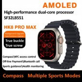 HK8 Pro Max Ultra Akıllı Saat Amoled Ekran Pusula Sesli Asistan Nfc Gps ( Gümüş ) - 5