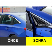 Honda Civic Fe1 2022 Sonrası Uyumlu Kelebek Cam Izgarası Kelebek Cam Vizörü Havalandırma Sağ Sol Takım Parlak Siyah - 4