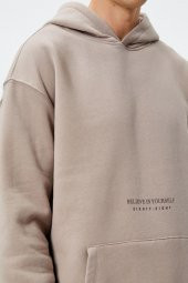 4WAM70168MK Koton Erkek Sweat BEJ thumbnail 5