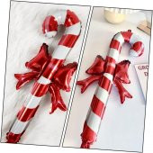 Kurdeleli Baston Şeker Folyo Balon 57x29,5 cm thumbnail 4