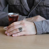 925 Ayar Gümüş Osmanlı Tuğralı Erkek Yüzük thumbnail 5