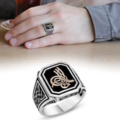 925 Ayar Gümüş Osmanlı Tuğralı Erkek Yüzük thumbnail 3