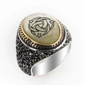 925 Ayar Gümüş  Sedef Taşlı Teşkilatı Mahsusa Yüzüğü thumbnail 1