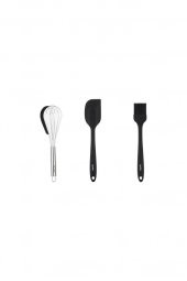 Tantitoni Füme Renkli 3lü Silikon Spatula,fırça Ve Çırpıcı Seti - 1
