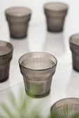 Akrilik Füme 6lıi Kısa Bardak & Su Meşrubat Kahve Yanı Bardağı 300 ml ( Cam Değildir ) - 6