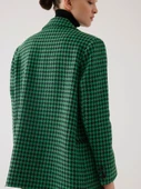 Kazayağı Desen Kruvaze Yeşil Oversize Blazer Ceket - 4