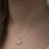 Gümüş Gold Kar Tanesi Kolye SL3807 thumbnail 4