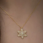 Gümüş Gold Kar Tanesi Kolye SL3807 thumbnail 2