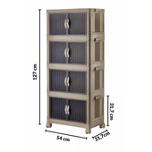 Piev Emayhome Çok Amaçlı Kapaklı Portatif İstiflenebilir Tekerlekli Organizer Dolap 4 Lü Cappuccino thumbnail 4