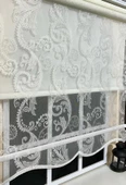 Çift Mekanizmalı Kirli Beyaz Tül Perde ve Ekru Stor Perde STB-105  Beyaz 100 x 260 - 1