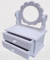 Hobi ADN 90263 Dekoratif Aynalı Makyaj Kutu Ahşap MDF Beyaz Lake MODEL El Yapım - 1