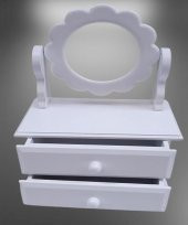 Hobi ADN 90263 Dekoratif Aynalı Makyaj Kutu Ahşap MDF Beyaz Lake MODEL El Yapım - 2