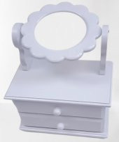 Hobi ADN 90263 Dekoratif Aynalı Makyaj Kutu Ahşap MDF Beyaz Lake MODEL El Yapım - 3