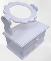 Hobi ADN 90263 Dekoratif Aynalı Makyaj Kutu Ahşap MDF Beyaz Lake MODEL El Yapım - 5