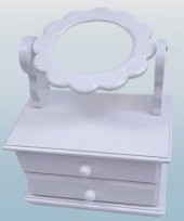 Hobi ADN 90263 Dekoratif Aynalı Makyaj Kutu Ahşap MDF Beyaz Lake MODEL El Yapım - 6