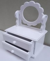 Hobi ADN 90263 Dekoratif Aynalı Makyaj Kutu Ahşap MDF Beyaz Lake MODEL El Yapım - 7