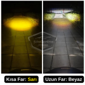 Otomobil Araç Motosiklet Mercekli Far Ampulü Led Far Çift Renk Sarı-Beyaz CSP Led Lamba Delici Yayıcı Uzun Kısa 1 Adet H4 - 2