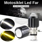 Otomobil Araç Motosiklet Mercekli Far Ampulü Led Far Çift Renk Sarı-Beyaz CSP Led Lamba Delici Yayıcı Uzun Kısa 1 Adet H4 - 4
