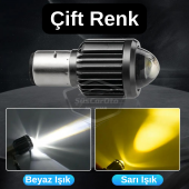 Otomobil Araç Motosiklet Mercekli Far Ampulü Led Far Çift Renk Sarı-Beyaz CSP Led Lamba Delici Yayıcı S2 Uzun Kısa 1 Adet BA20D H6 - 2