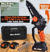 Max Extra MX8006 Akülü Dal Kesme Budama Mini Testere Yağlı 20V 2.0AH - 6