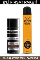 Fontenay Saç Dolgunlaştırıcı Keratin Fibers Açık Kahve Topik Saç Tozu 50gr + Saç Spreyi 400ml 2Li Set - 1