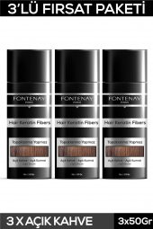 Fontenay Saç Dolgunlaştırıcı Keratin Fibers Açık Kahve Topik Saç Tozu 50gr X3 - 1