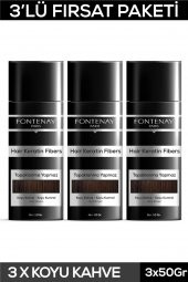 Fontenay Saç Dolgunlaştırıcı Keratin Fibers Koyu Kahve Topik Saç Tozu 50gr X3 - 1