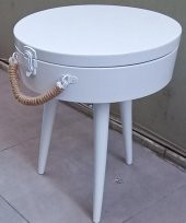 Hobi ADN 90265 MODEL Dekoratif Bavul Sehpa Ahşap MDF CNC Kesim Beyaz Lake El Yapım - 10