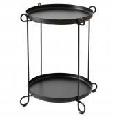 2 Katlı Tepsili Sehpa MeridyenDukkan 50x54 cm Siyah Renk Metal - 1