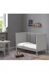 Bebek Karyolası Açık Gri Renk 60x120 cm Bebek Beşik - 3