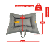 XPERMATE Comfort Köpek Yatağı, Kedi Yatağı, Tüy Tutmayan ve Su İtici Kumaş 55x65 cmAntrasit Bej - 2