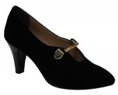 ERDEM 871 25 SİYAH NUBUK DEMİRLİ BAYAN AYAKKABI thumbnail 1