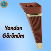 Mobilya Kanepe Sehpa Çekyat TV Ünitesi Koltuk Ayağı Baza Ayak 23 cm Ceviz Altın thumbnail 5