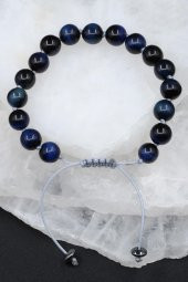 Lacivert Kaplan Gözü Doğal Taş Makrome Örme Bileklik thumbnail 1