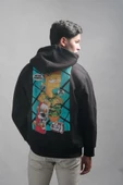 Regular Fit Kapşonlu 3 İplik Kalın İçi Polarlı Kangru Cepli Baskılı Erkek Sweatshirt - 7