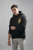 Regular Fit Kapşonlu 3 İplik Kalın İçi Polarlı Kangru Cepli Baskılı Erkek Sweatshirt - 5