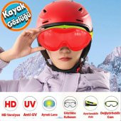 Kayak Gözlüğü Değiştirebilir Camlı Antifog Güneş Kar  Koruyucu Gözlük Kırmızı Snowboard Glasses Gözlük - 1